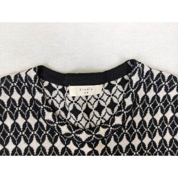 ELODIE - WOMEN'S BLACK & WHITE PRINT SWEATER DRESS - SIZE M - Picture 3 of 6